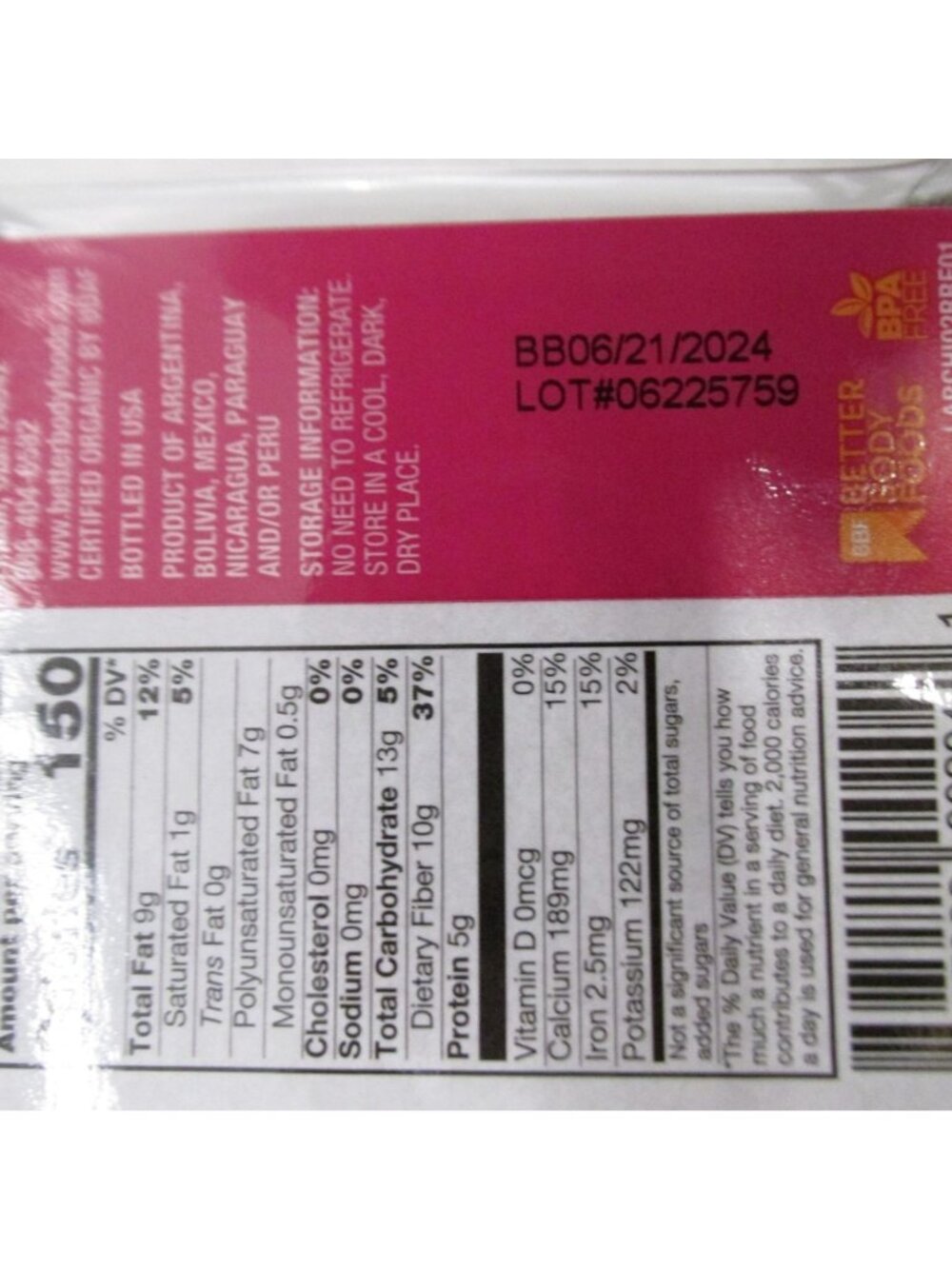 Better Body Foods Organic Chia Seeds 2 Lbs Gluten-Free Non-GMO Expired - Picture 2 of 8